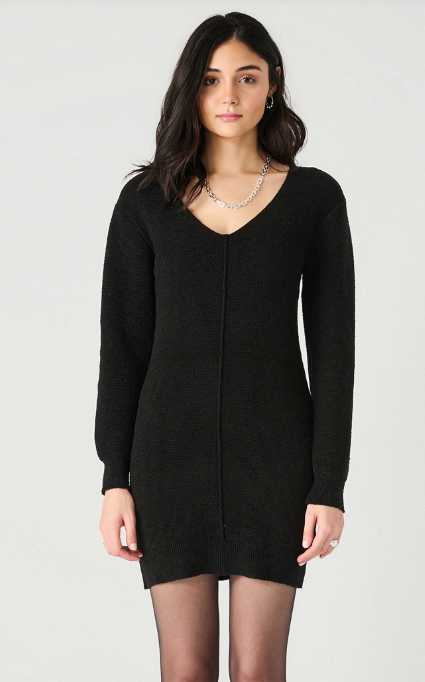 Ribbed V-Neck Sweater Dress