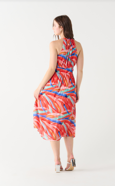 Tropical Sunset Halter Dress