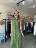 Bowtie Linen Dress | Olive
