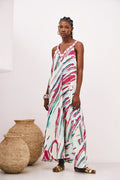 Deep V Maxi Dress with Crochet Details