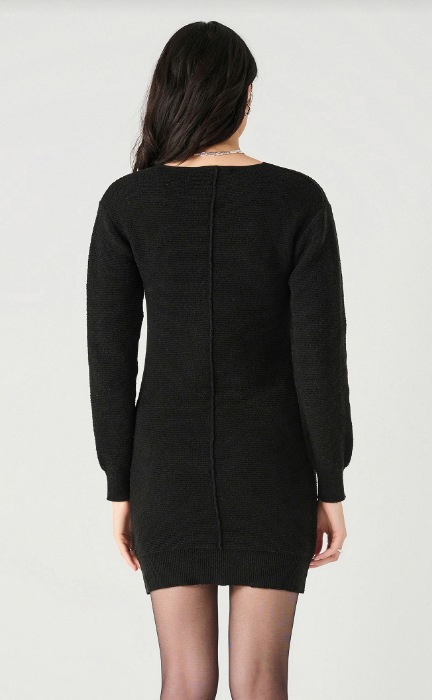 Ribbed V-Neck Sweater Dress